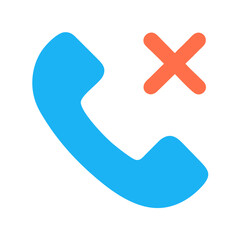 Disconnect call icon with a cross flat design style