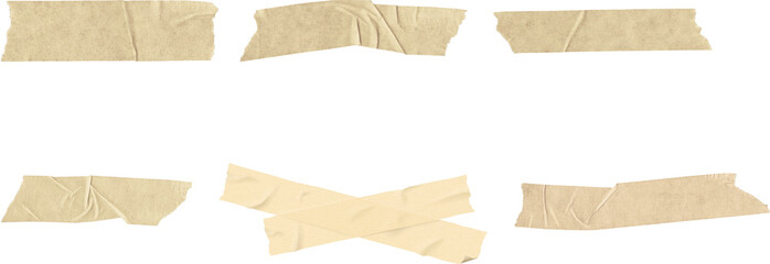 Collection of old, ripped, and textured paper pieces with tape on a grunge background Masking Tape...