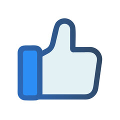 Blue thumbs up icon against black background showing approval