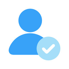 User profile icon with validation check on a dark background