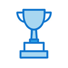 Stylized light blue trophy icon on a black background