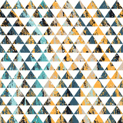 Retro Triangles. Grunge seamless pattern
