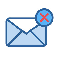 Deleted Email Icon with Red Cross Symbol Sign