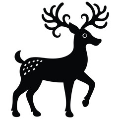 ornament reindeer silhouette vector icon