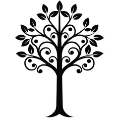 ornament tree silhouette vector icon