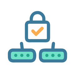 Secure network connection with validated access on black background