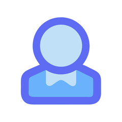 Simple blue person icon over black background vector art