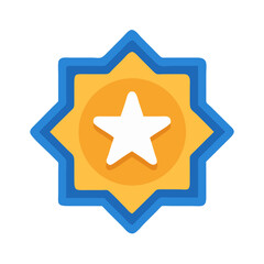 Obraz premium Stylized yellow star icon with blue outline on black