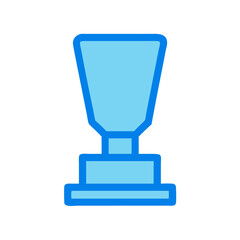 Blue outlined trophy design on solid black background
