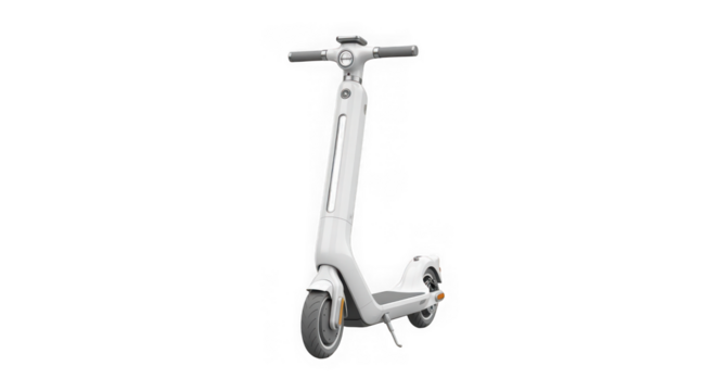 Modern white electric scooter isolated on transparent background