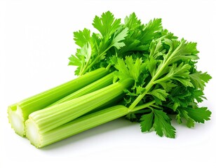 Fresh Celery Stalks with Leaves - A Vibrant and Healthy Vegetable.