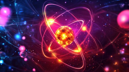 Fototapeta premium Abstract atom and electrons orbit