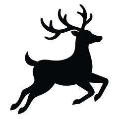 reindeer flying silhouette vector icon
