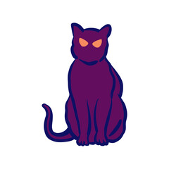 Spooky black cat Halloween illustration mystical animal vector design