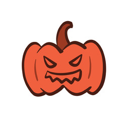 Scary jack o lantern pumpkin face Halloween illustration vector design