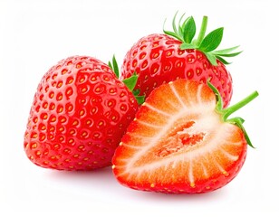 Fresh Strawberries - A Close-Up of Red Berries and a Cut Half.
