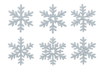 Fototapeta premium Six ornate snowflakes set for winter design, cold weather, ice, frozen christmas decoration presenting