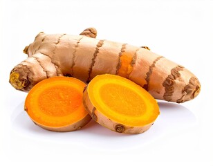 Fresh Turmeric Root and Slices - A Vibrant and Healthy Spice.