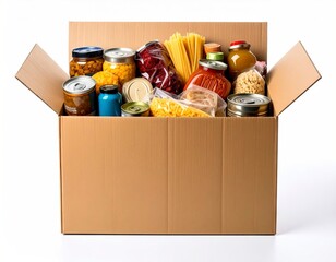 Food Bank Box - Assorted Non-Perishable Food Items for Donation.