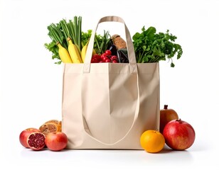 Fresh Produce Overflowing from Reusable Shopping Bag.