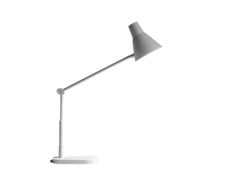 A versatile white desk lamp with a timeless architect design, representing the focused light needed for learning, sparking creativity, and executing professional work.