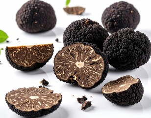 Black Truffles - A Culinary Delicacy on White Background.