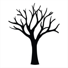 Obraz premium Bare Tree Silhouette Vector Illustration - Leafless Branch Design Element