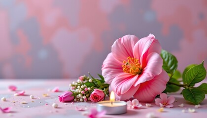 A charming floral arrangement with pink flowers at the center, set against a blurred backdrop that allows the vibrant blossoms to be the focal point
