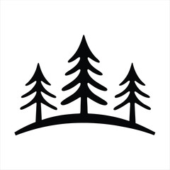 Obraz premium Minimalist Black Pine Trees Vector Illustration on White Background