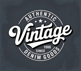 Authentic vintage denim goods since 1989 retro circular emblem logo design