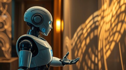 Humanoid Robot in Modern Interior.