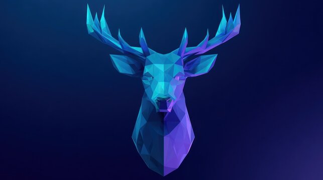 Geometric deer head illustration against gradient blue background