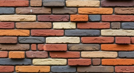 Multicolored brick wall background with texture and detail.