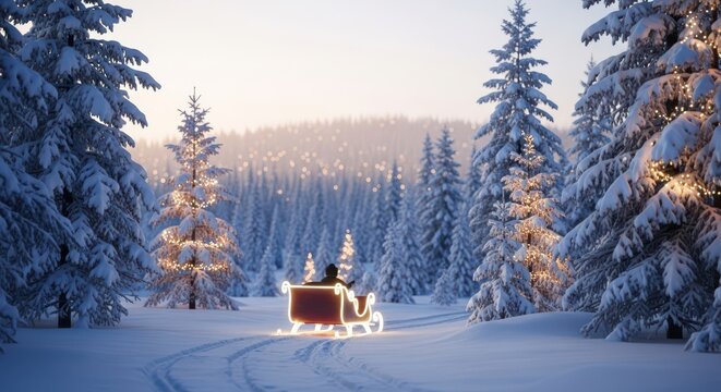 Magical Sleigh Ride Through Snowy Winter Forest