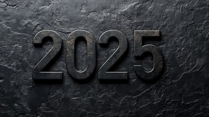 Metallic 2025 numbers on dark textured background