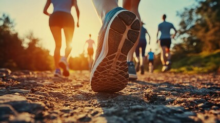 Jogging on the open road promoting health and fitness.