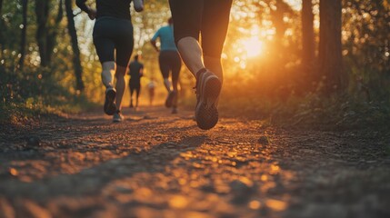 Friends jogging on the rural road during sunrise, enjoying healthy activity and companionship.