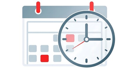 Obraz premium Calendar and clock icon for time management and scheduling.