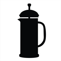 Fototapeta premium Black French press coffee maker icon vector