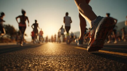 Jogging on the open road promoting health and fitness.