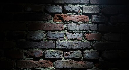 Brick wall with spotlight illumination and detailed textures