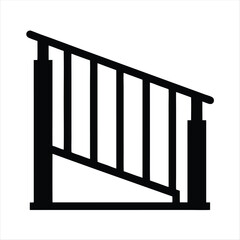 Black silhouette of a staircase railing vector icon