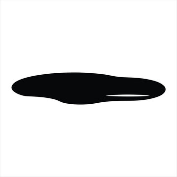 Black Silhouette of a Liquid Spill on a White Isolated Background
