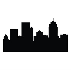Fototapeta premium Simple Black Silhouette of a City Skyline Against a White Background