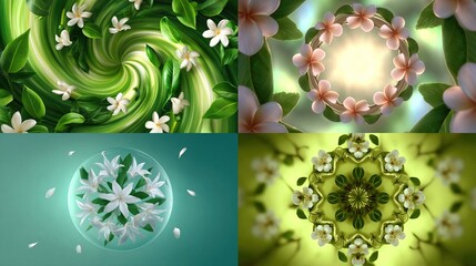 and keywords for the images you provided

 Floral & Foliage Abstract Swirls, Wreaths, Spheres & Kaleidoscope of Blossoms & Greenery