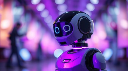 Futuristic Robot with Tech Event, and Purple Lights.