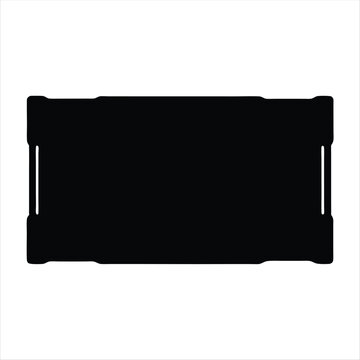 A black rectangular container outline with a white background for graphic design