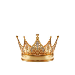 Ornate Golden Crown with Diamonds on Transparent Background royal regal isolated on a transparent background