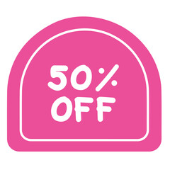 Illustration of 50% OFF sale tag for online shopping, marketing, promotion, sticker, banner, special price, discount, business, social media, print, ad, template, sign, symbol, campaign, web button