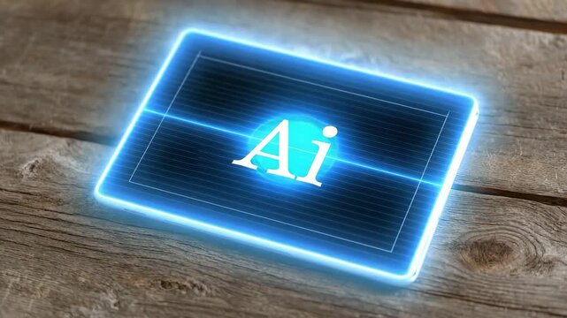 Artificial intelligence (AI), machine learning and modern computer technologies concepts. Business, Technology, Internet and network concept. Tablet displaying AI